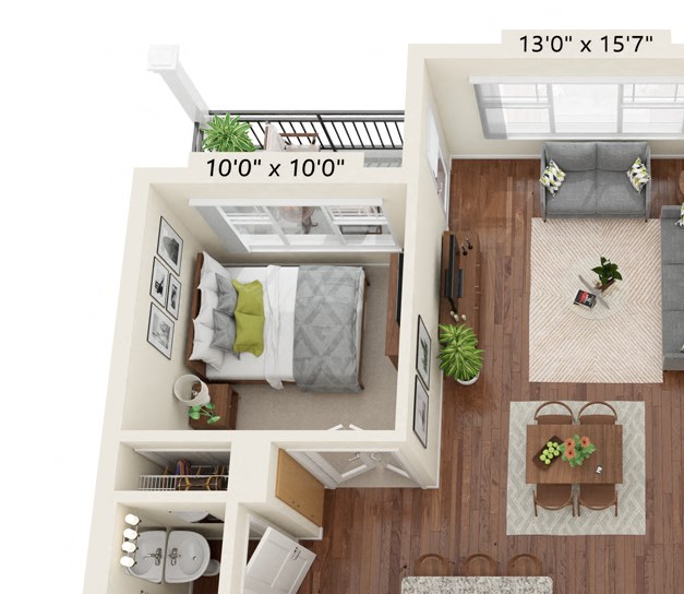 Preserve at Peachtree Shoals_3D_2 Bedroom Floor Plan
